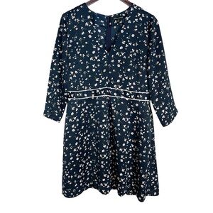 Banana Republic Navy Floral Fit and Flare Dress Size 10